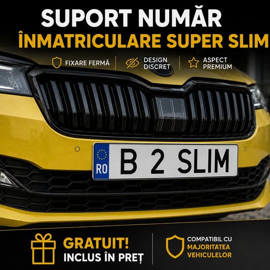 Set 4 suporți numar inmatriculare SUPER SLIM