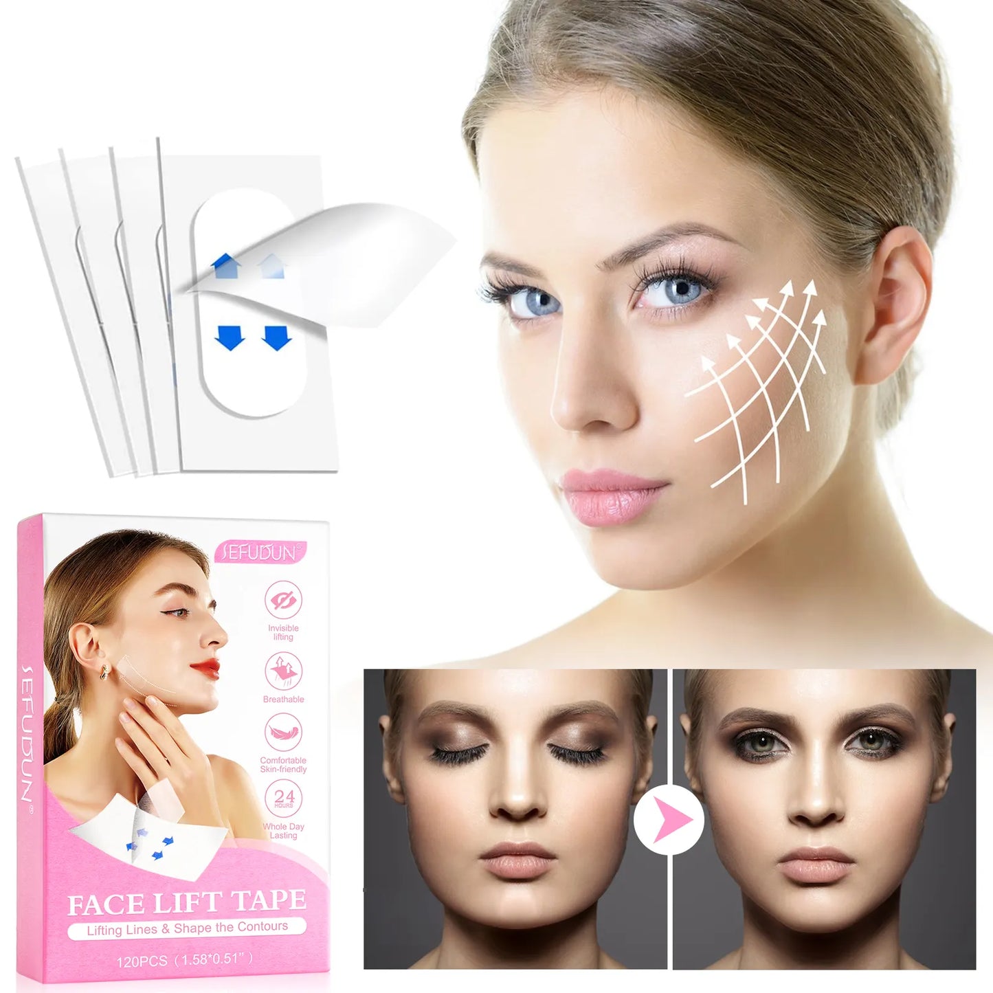 40 Plasturi Invizibili pentru Lifting Facial